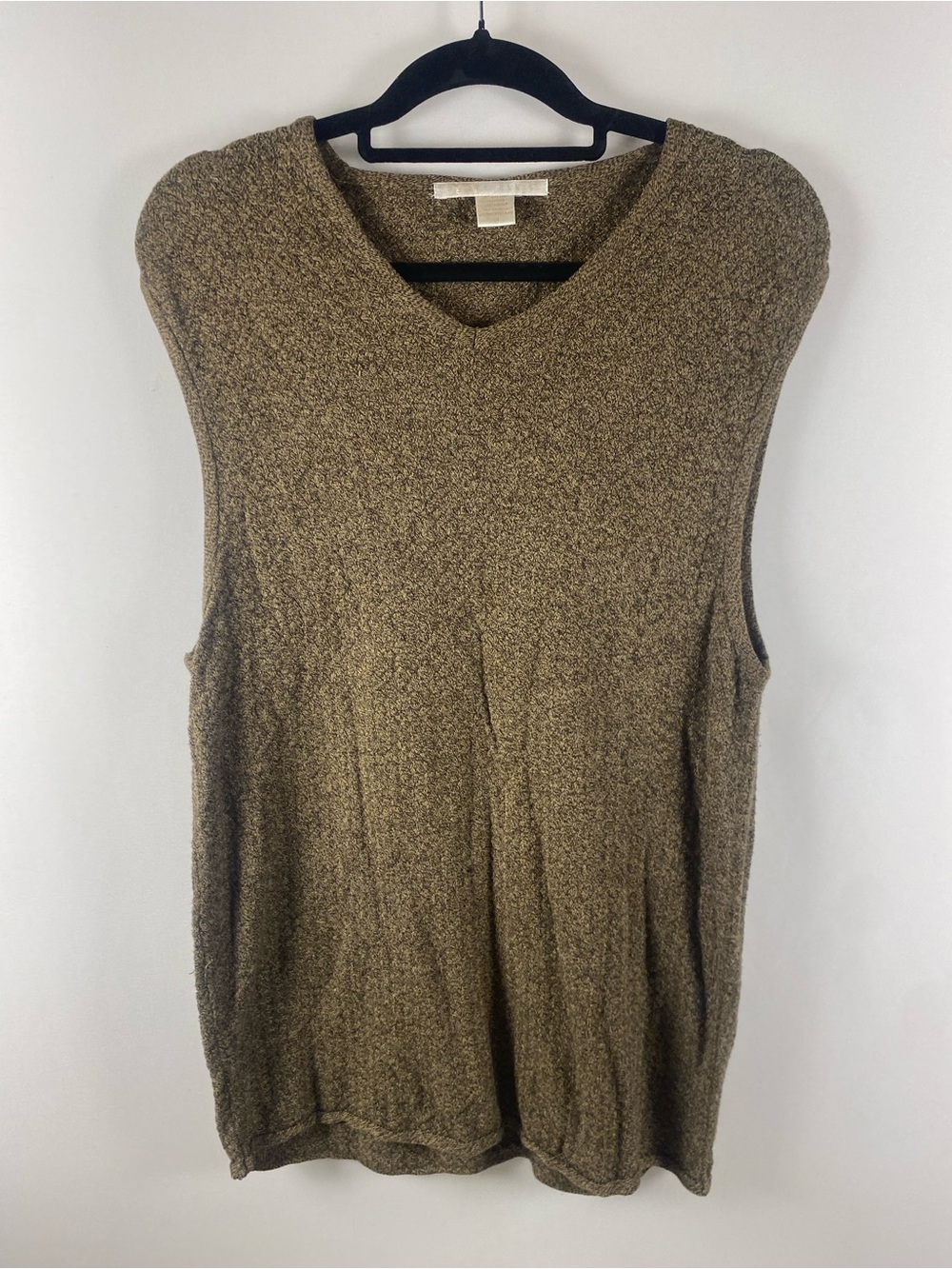 Perry Ellis Brown V Neck Rayon Sweater Vest Size M